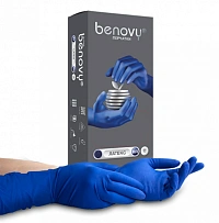 Перчатки латексные повышенной прочности «BENOVY Latex High Risk» (L), цвет Синий, 25 пар
