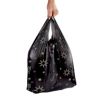 Пакет майка 30+16х60см (15 мкм) (черный со звездами) (50 шт/уп)