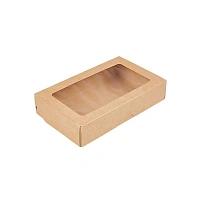 Контейнер бумажный 200х120х40 мм с окном, 1000 мл, цвет крафт