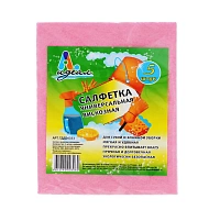 Салфетка 30х36 см универсальная "Идеал", вискоза (розовая; 5 шт/уп)