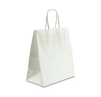 Крафт-пакет белый  с кручёной ручкой б/п, 240*140*280 мм