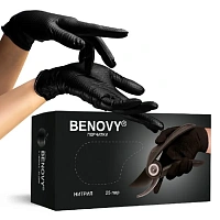 Перчатки нитриловые особопрочные «BENOVY Nitrile Ultra Protection BS» (XL), цвет Черный, 25 пар