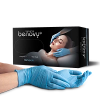 Перчатки нитриловые «BENOVY  Nitrile TrueColor light BS» (XL), цвет Голубой, 50 пар