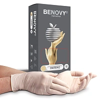 Перчатки латексные натуральные «BENOVY Latex Powdered ST» (S), 50 пар