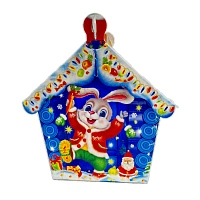 КОРОБКА для новогоднего подарка картонная 170х100х230/275 "Избушка Зайки" на 1.5кг