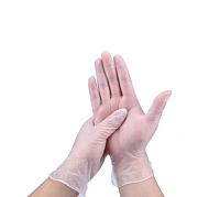 Перчатки смотровые виниловые неопудренные (S), цвет Прозрачный