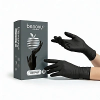 Перчатки нитриловые «BENOVY Nitrile Chlorinated» (L), цвет Черный, 50 пар