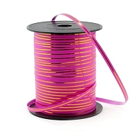 Лента упаковочная 0,5см х 228,5м (Фуксия с золотой полосой)