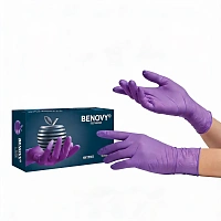 Перчатки нитриловые «BENOVY Nitrile MultiColor» (XS), цвет Cиреневый, 50 пар