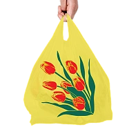 Пакет майка 30+15х55см (19 мкм) "Тюльпаны" (75 шт/уп)