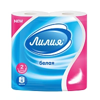 Туалетная бумага «Лилия», 2 сл., 4 рулона