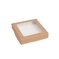 Контейнер бумажный 200х200х40 мм самосборный, 1500 мл, цвет крафт/белый