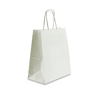 Крафт-пакет белый с кручёной ручкой б/п, 220*120*250 мм