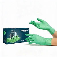 Перчатки нитриловые «BENOVY Nitrile MultiColor» (M), цвет Зеленый, 50 пар