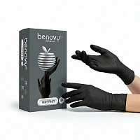 Перчатки нитриловые «BENOVY Nitrile Chlorinated» (L), цвет Черный, 50 пар